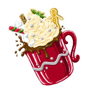 Noel Kakao Kupası Dijital Resim Çizimi Ayıklama