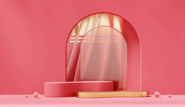 Dekorasyonu 3d olan ürün gösterimi için minimal podyum arkaplanı 