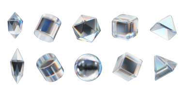 Beyaz arkaplanda izole edilmiş kristal geometri biçimi 3D görüntüleme 