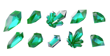 Kristal koleksiyon paketi izole edilmiş arkaplan 3d oluşturma 