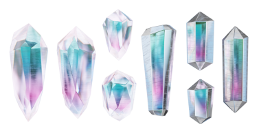 Kristal koleksiyon paketi izole edilmiş arkaplan 3d oluşturma 