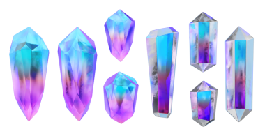 Kristal koleksiyon paketi izole edilmiş arkaplan 3d oluşturma 