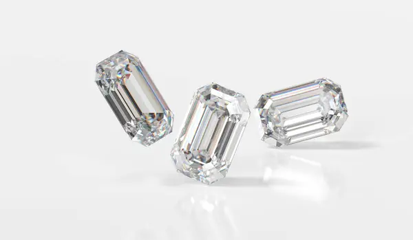 에메랄드 다이아몬드 렌더링에 — 스톡 사진