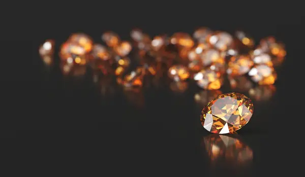 Bruine Diamant Topaz Gem Geplaatst Glanzende Achtergrond Waardoor Zachte Focus — Stockfoto