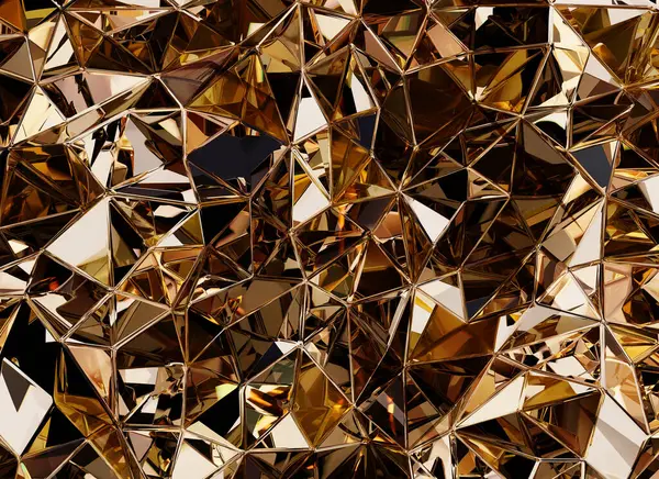 Lusso Astratto Realistico Oro Crystal Texture Riflessione Close Sfondo Rendering — Foto Stock