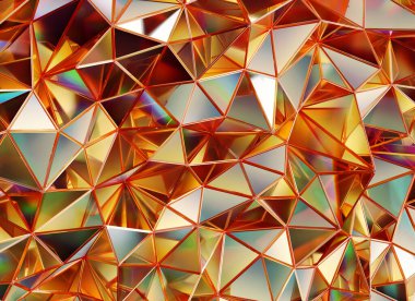 Lüks Soyut Gerçekçi Altın Kristal Doku Yansıması Yakın Arkaplan 3D görüntüleme
