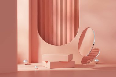 3B Görüntü Reklamları için En Küçük Pembe Podyum Platformu