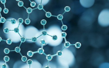 Moleküler yapı kimya bilimi formülü yumuşak odak soyut arkaplan 3D görüntüleme