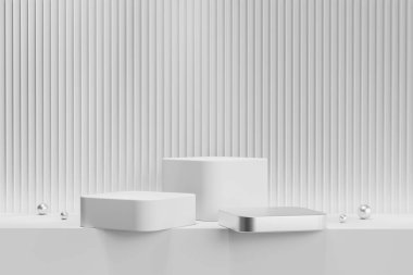 En Küçük Modern Beyaz Podyum Platformu Ürün Gösterimi 3B Hazırlama