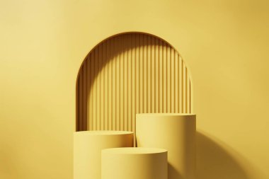 Ürün Sunumu için Sarı Asgari Arkaplan Podyumu 3B Sunum