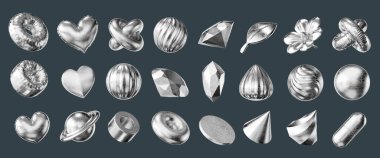 Gümüş nesne geometri şekli izole edilmiş arkaplan 3d görüntüleme