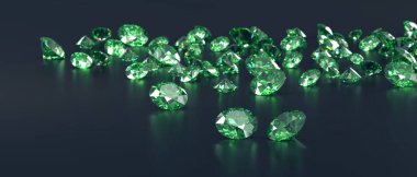 Yeşil Zümrüt Elmas Grubu Parlak Arkaplan Yumuşak Odaklı 3D İllüstrasyon