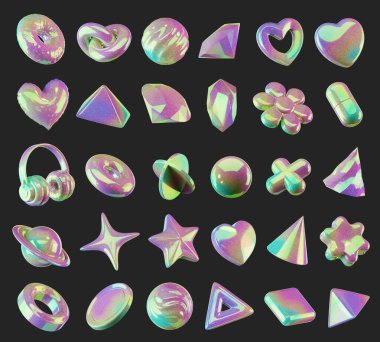 Sanal öge paketi izole edilmiş arkaplan 3d görüntüleme