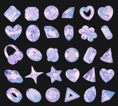 Sanal nesneler dekorasyon paketi izole edilmiş 3d görüntüleme