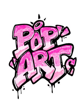 Pembe Pop Art Street Metni Graffiti Tarzı El Çizimi İllüstrasyonu İzole Edildi