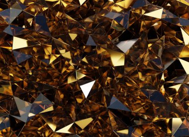 Lüks Soyut Gerçekçi Derin Altın Kristal Doku Yansıması Yakın Arkaplan 3D görüntüleme