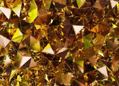 Lüks Soyut Gerçekçi Altın Kristal Doku Yansıması Yakın Arkaplan 3D görüntüleme