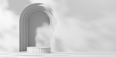 En Küçük Modern Beyaz Podyum Platformu Ürün Gösterimi 3B Hazırlama