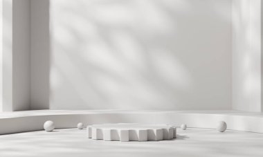 En Küçük Modern Beyaz Podyum Platformu Ürün Gösterimi 3B Hazırlama