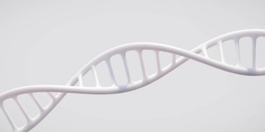 Beyaz DNA yapısı soyut arkaplan 3D görüntüleme üzerinde izole edildi