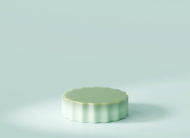 3D görüntüleme ürünü için yeşil pastel podyum