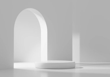 En Küçük Modern Beyaz Podyum Platformu Ürün Gösterimi 3B Hazırlama