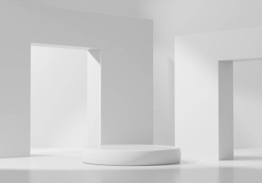 En Küçük Modern Beyaz Podyum Platformu Ürün Gösterimi 3B Hazırlama