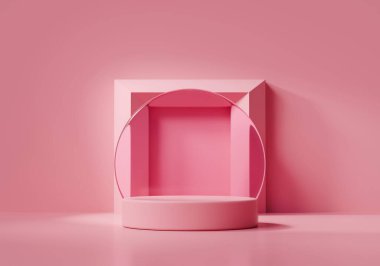 3D soyut yumuşak pembe platform podyum ürün sunum arkaplanı oluşturma
