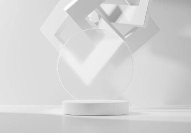 En Küçük Modern Beyaz Podyum Platformu Ürün Gösterimi 3B Hazırlama