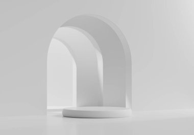 En Küçük Modern Beyaz Podyum Platformu Ürün Gösterimi 3B Hazırlama