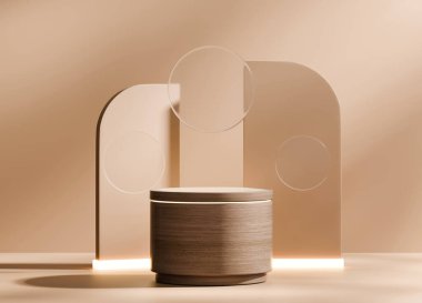 Ürün Gösterimi için Soyut Ahşap Podyum Platformu 3B Hazırlama