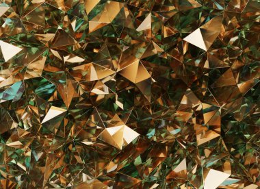 Lüks Soyut Gerçekçi Altın ve Yeşil Kristal Doku Yansıması Yakın Arkaplan 3D görüntüleme