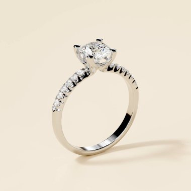 Gümüş Nikah Yüzüğü, beyaz arka planda izole edilmiş. 3D görüntüleme