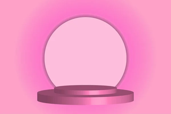 Realistic 3d cylindrical pedestal podium on Minimalist background, pink. Abstract vector rendering geometric platform. Product display presentation. Minimal scene.