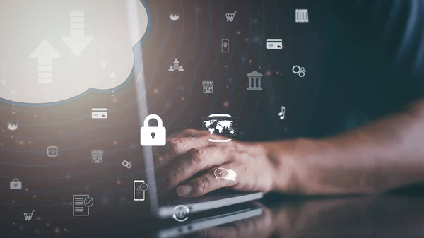 Cyberspace and cloud technology have transformed innovations in communication systems, business people use laptops to connect global data through the Internet and protect database security.