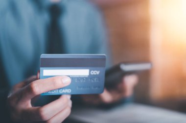 Businessman mobile payment with technology, wallet app, banking and online shopping,Wireless financial transactions,Shopping service on The online web,Consumer society