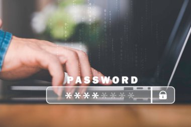 password privacy authentication and authentication, access to cybersecurity information,Businessman logging into cyberspace through secure online technology and protection and authentication