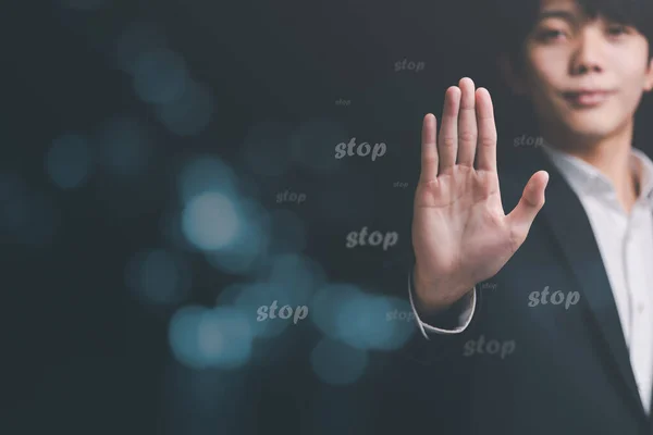 man hand stop sign, warning concept, refusal, caution, symbolic communication, preventing subsequent problems,Help Prevent Piracy, Stop Violence,Warning gestures to stop and check safet