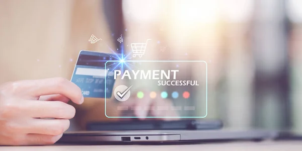 Online payment concept with credit card and smartphone ,online banking service ,internet payment ,Money transfer and service fee payment ,financial transactions with application ,internet banking