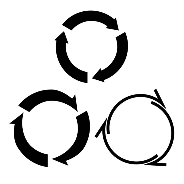 Ανακυκλώνουν Εικονίδιο Τρεις Κύκλους Σχήμα Βέλη Απομονώνονται Λευκό Φόντο — Διανυσματικό Αρχείο