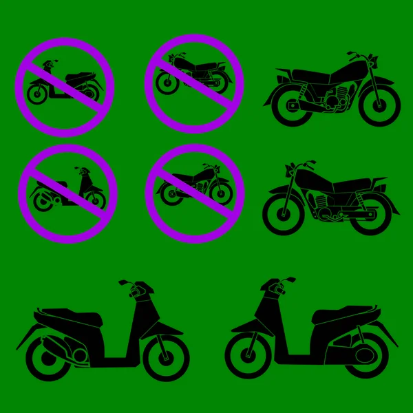 Sem Entrada Motocicleta Definir Ícone Motocicleta Automática Manual Isolado Fundo — Vetor de Stock