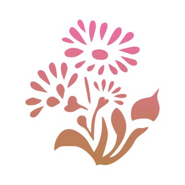 beyaz arkaplanda çiçek silueti