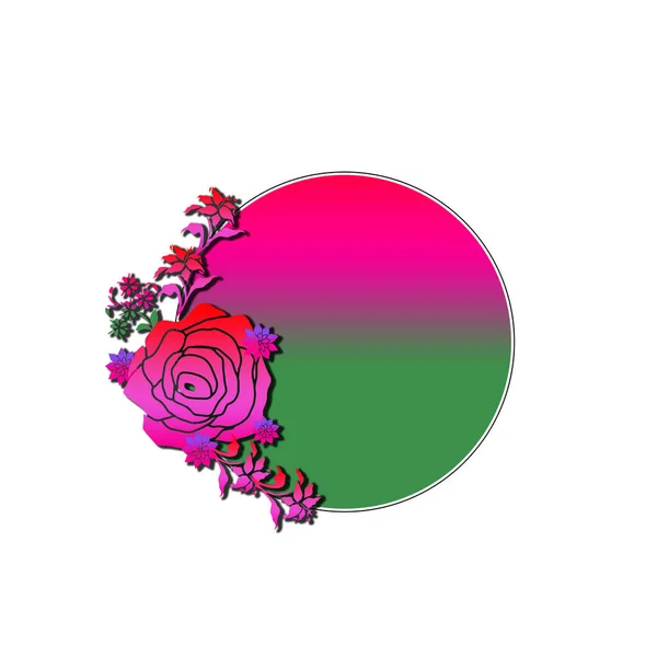 Carte Invitation Avec Fantaisie Coloré Floraison Cercle Rose Ornement Médaillon — Photo