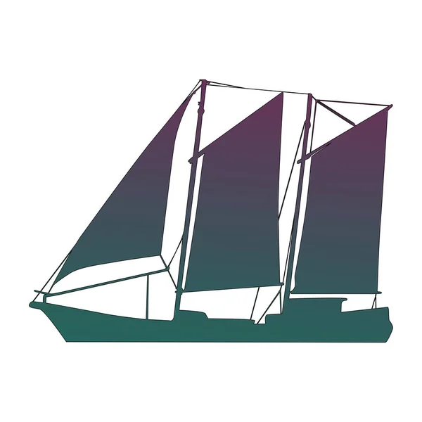 Дизайн Кораблем Силуэт Белом Фоне Реалистичный Эскиз Силуэт Небольшой Лодки — стоковое фото