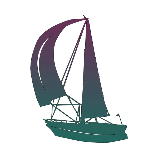Дизайн Кораблем Силуэт Белом Фоне Реалистичный Эскиз Силуэт Небольшой Лодки — стоковое фото