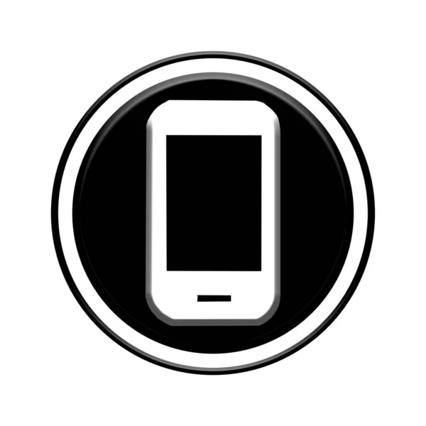 Nero Telefono Icona Silhouette Sfondo Bianco — Foto Stock