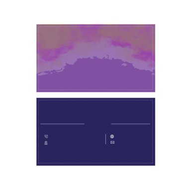 Mor mavi, renkli yaratıcı kartvizit ve isim kartı, yatay basit temiz şablon vektör tasarımı, dikdörtgen boyutunda yerleşim.