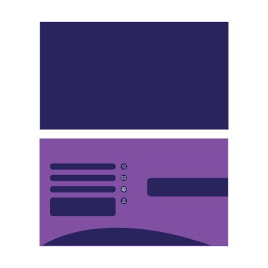 Mor mavi, renkli yaratıcı kartvizit ve isim kartı, yatay basit temiz şablon vektör tasarımı, dikdörtgen boyutunda yerleşim.