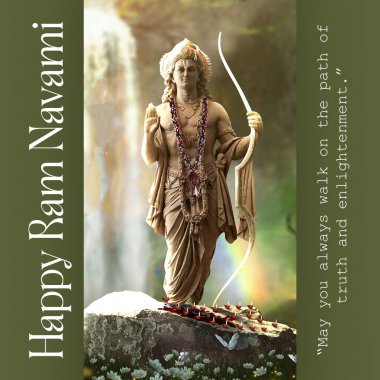İlkbahar Hindu Festivali 'nin Vektör İllüstrasyon Konsepti, Shree Ram Navami
