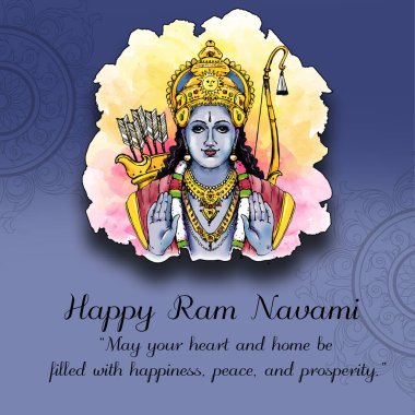 İlkbahar Hindu Festivali 'nin Vektör İllüstrasyon Konsepti, Shree Ram Navami